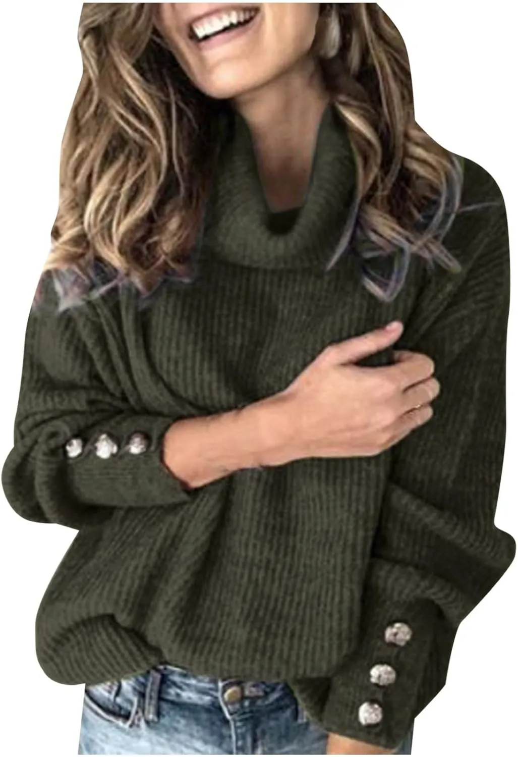 Sweaters for Women Trendy 2023 Fall Fashion Knitted Tops Plus Size Long Sleeve High Neck Pullover Sweaters