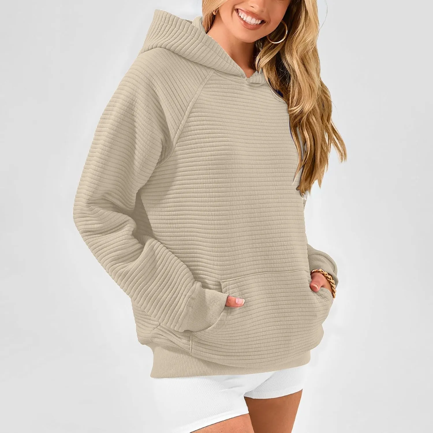 Sweatshirt for Women Long Sleeve Casual Loose Sweater Trendy Fleece Pullover Top with Pocket 2024 Fall Clothes