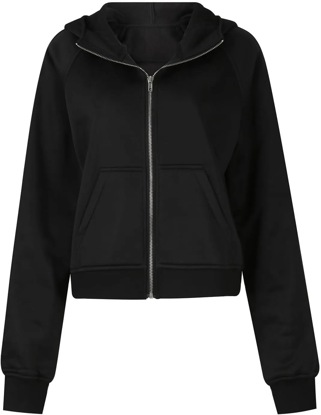 Sweatshirt For Women,Full Zip Up Cropped Hoodies With Pockets Zipper Fleece Jackets Casual Soft Oversized Sweatshirt