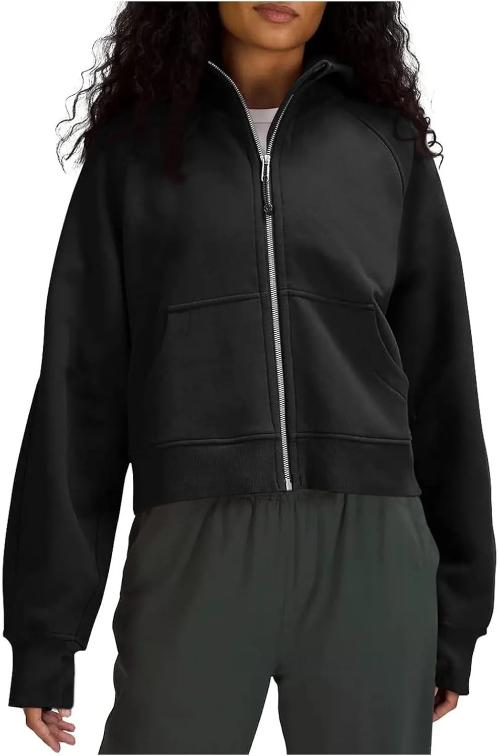 Sweatshirt For Women,Full Zip Up Cropped Hoodies With Pockets Zipper Fleece Jackets Casual Soft Oversized Sweatshirt