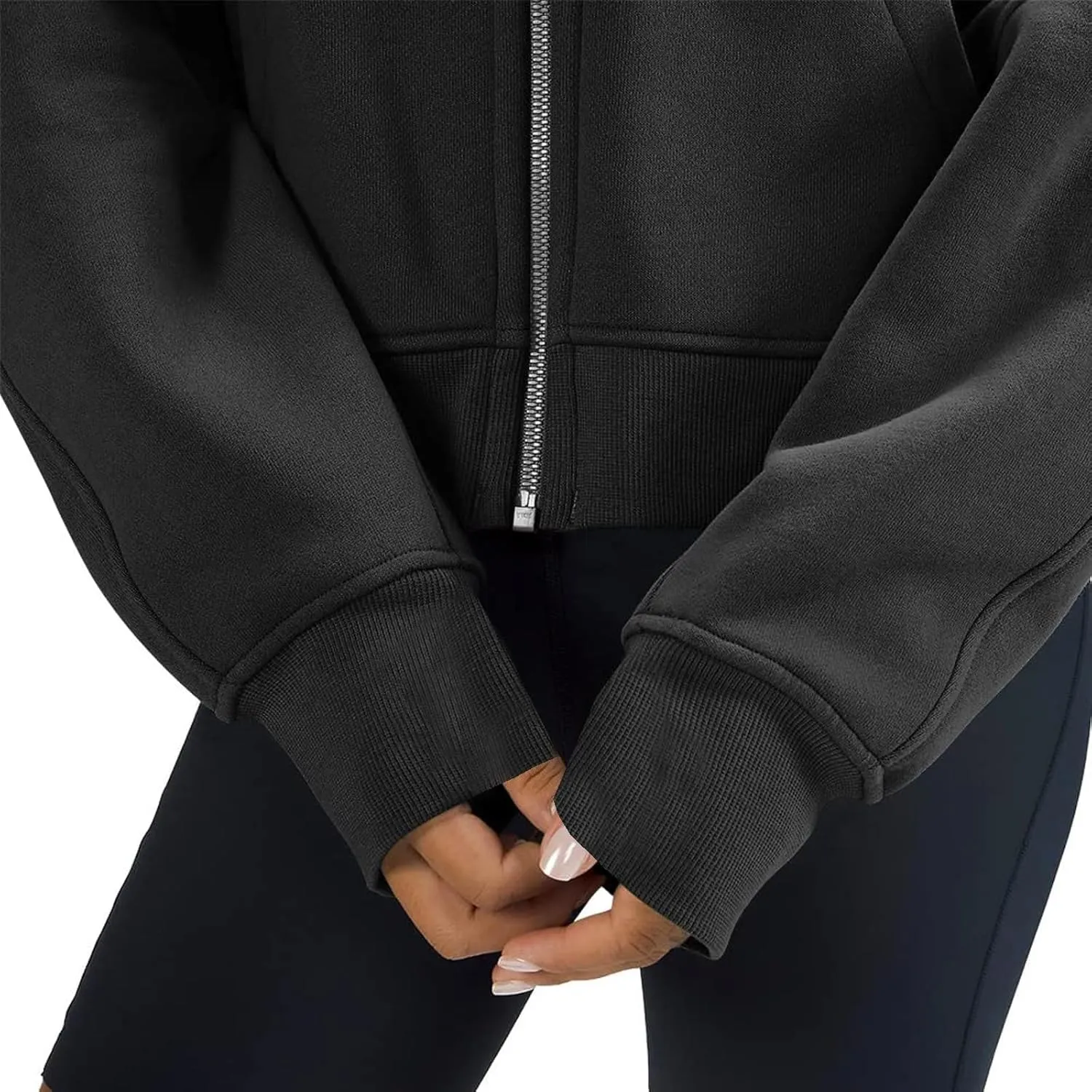 Sweatshirt For Women,Full Zip Up Cropped Hoodies With Pockets Zipper Fleece Jackets Casual Soft Oversized Sweatshirt