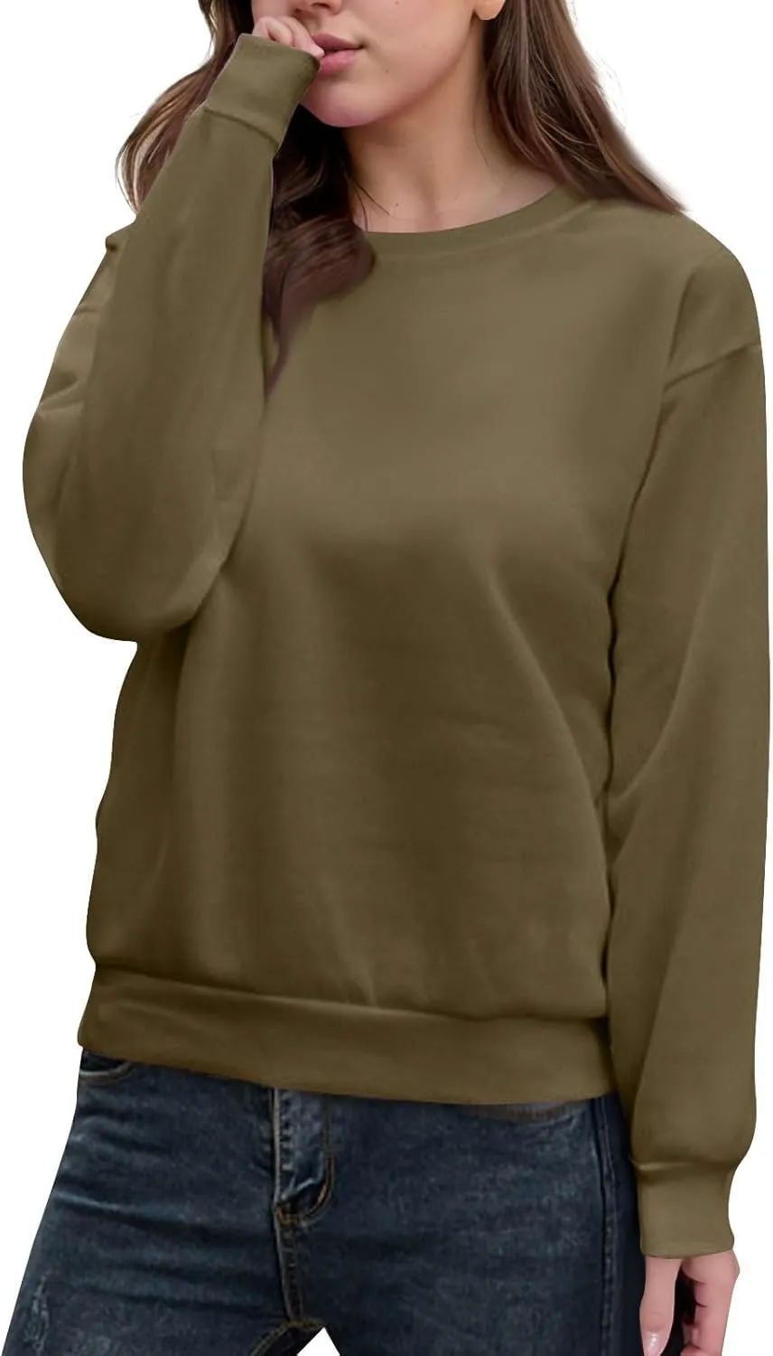 Sweatshirt for Women–Soft Long Sleeve Tops Crewneck Fleece Pullover Trendy Sweatshirt Oversized Spring Outfits