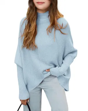 SySea Girls Pullover Sweaters Oversized Long Sleeve Turtleneck Knit Sweater Casual School Tops for 5-14 Years