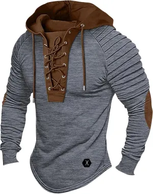 Tactical Hoodies For Men Lace Up Sweatshirts Slim Fit Athletic Hoodie Y2k Hoodies Long Sleeve Fall Sweatshirt
