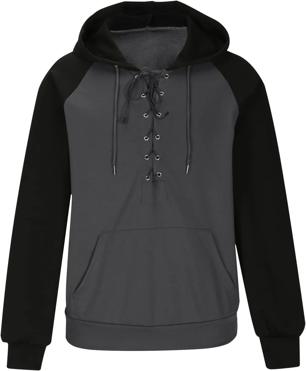 Tactical Hoodies for Men Military Lace Up Vintage Pullover Long Sleeve Casual Trendy Fashion Hooded Sweatshirts