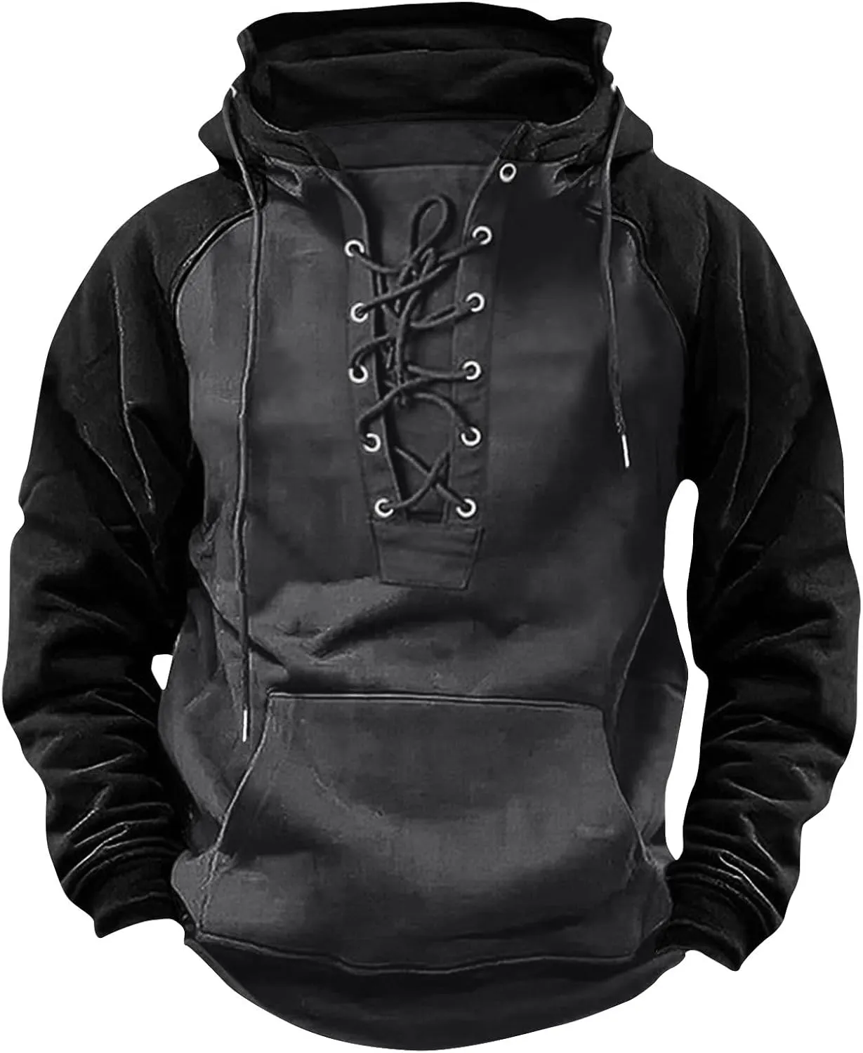Tactical Hoodies for Men Military Lace Up Vintage Pullover Long Sleeve Casual Trendy Fashion Hooded Sweatshirts