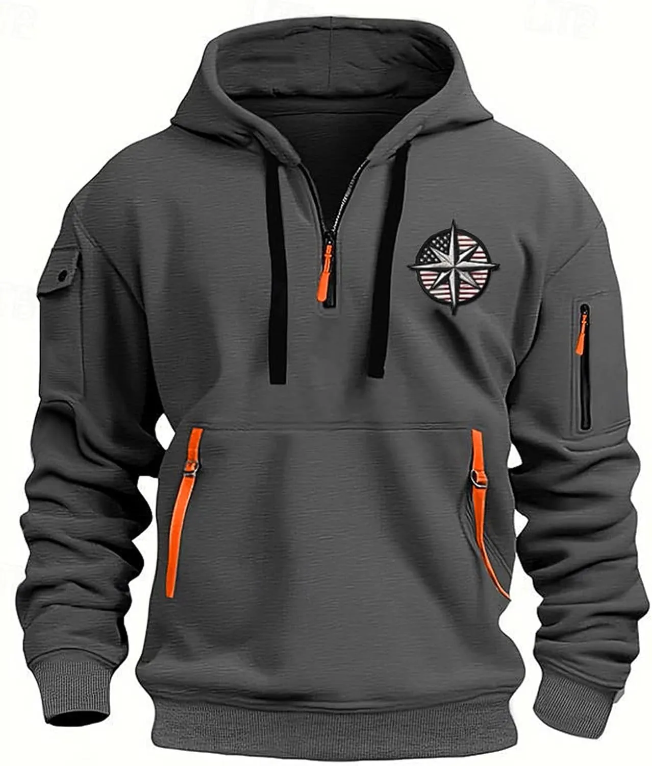 Tactical Hoodies Long Sleeve Drawstring Hoodies Vintage 1/4 Zip Pullover Mens Military Tactical Sweatshirt With Pockets