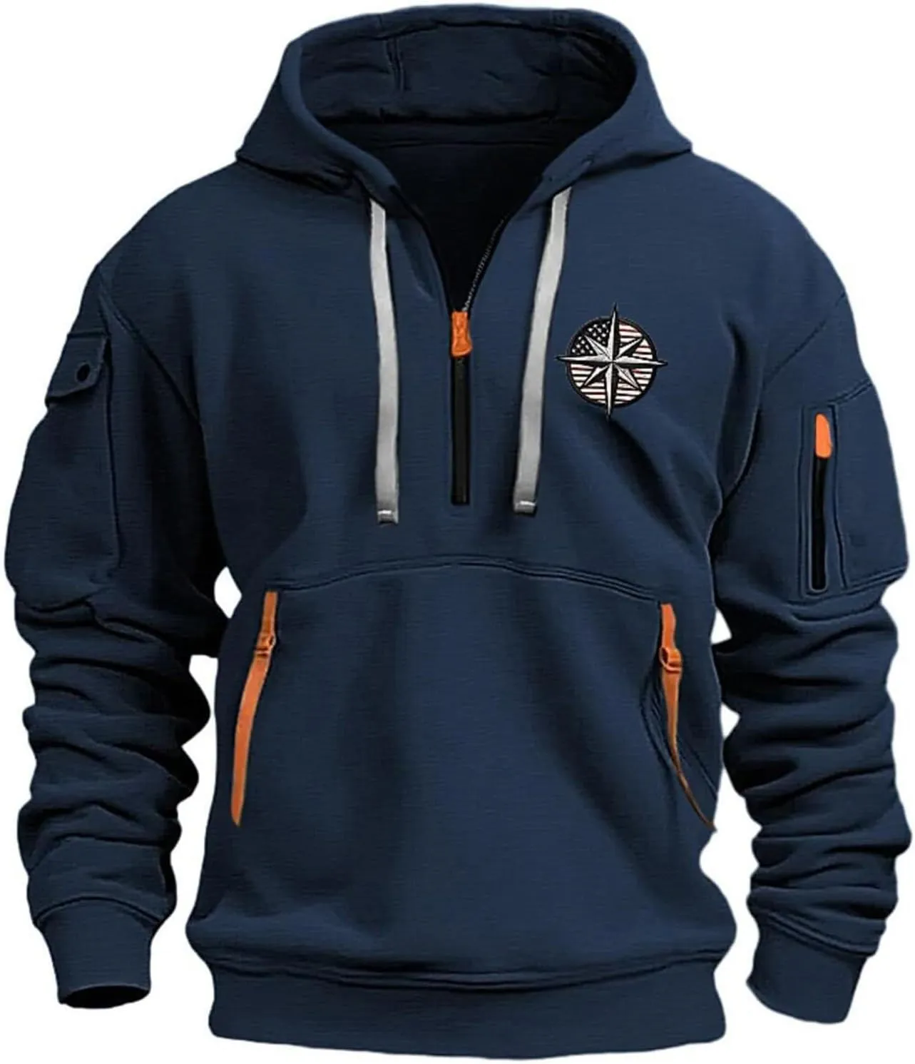 Tactical Hoodies Long Sleeve Drawstring Hoodies Vintage 1/4 Zip Pullover Mens Military Tactical Sweatshirt With Pockets