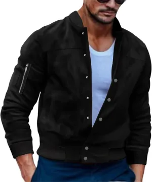 Thatrich Mens Cropped Bomber Jacket Lightweight Button Down Shirt Flight Motorcycle Jacket Faux Leather Vintage Jackets Coats