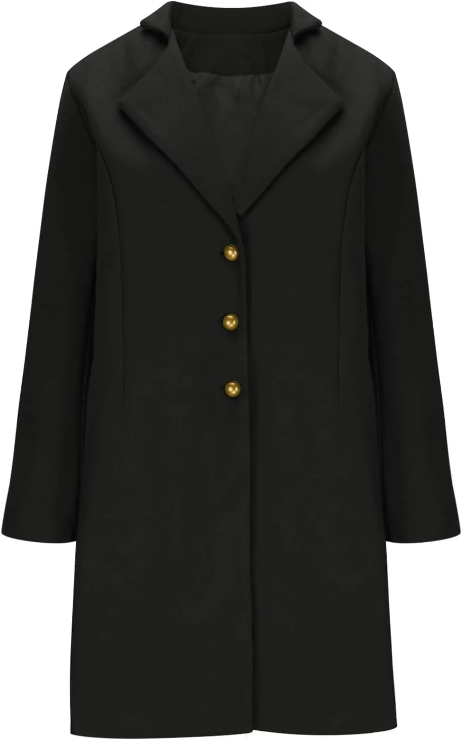 Trench Coat Women Fall Winter Notched Lapel Blazers Plus Size Soild Wool Blend Overcoats Single-Breasted Pea Coat