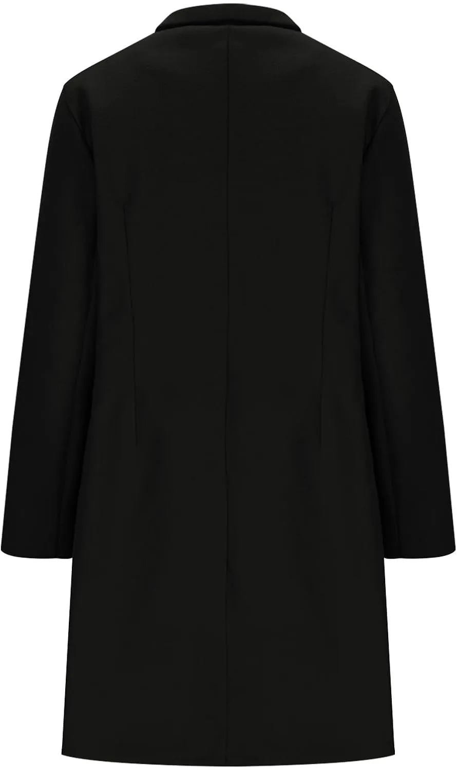 Trench Coat Women Fall Winter Notched Lapel Blazers Plus Size Soild Wool Blend Overcoats Single-Breasted Pea Coat