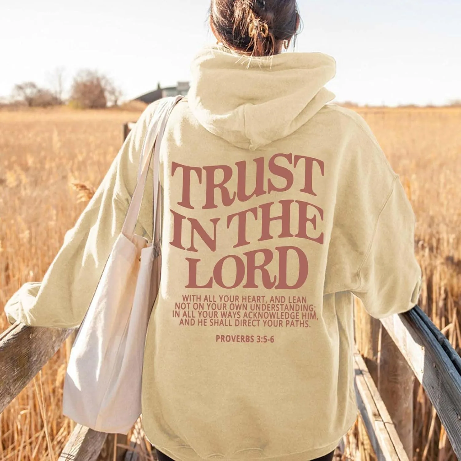 Trust In The Lord Christian Graphic Hoodies Trendy Shape Print Fall Outfit Oversize Fall Winter Preppy Fashion 2024