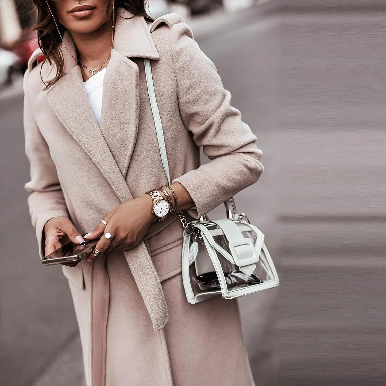 tuduoms Womens Ladies Long Trench Coat Wool Blend Pea Coat Warm Winter Belted Wrap Coats Outwear Cardigan Jacket Overcoat