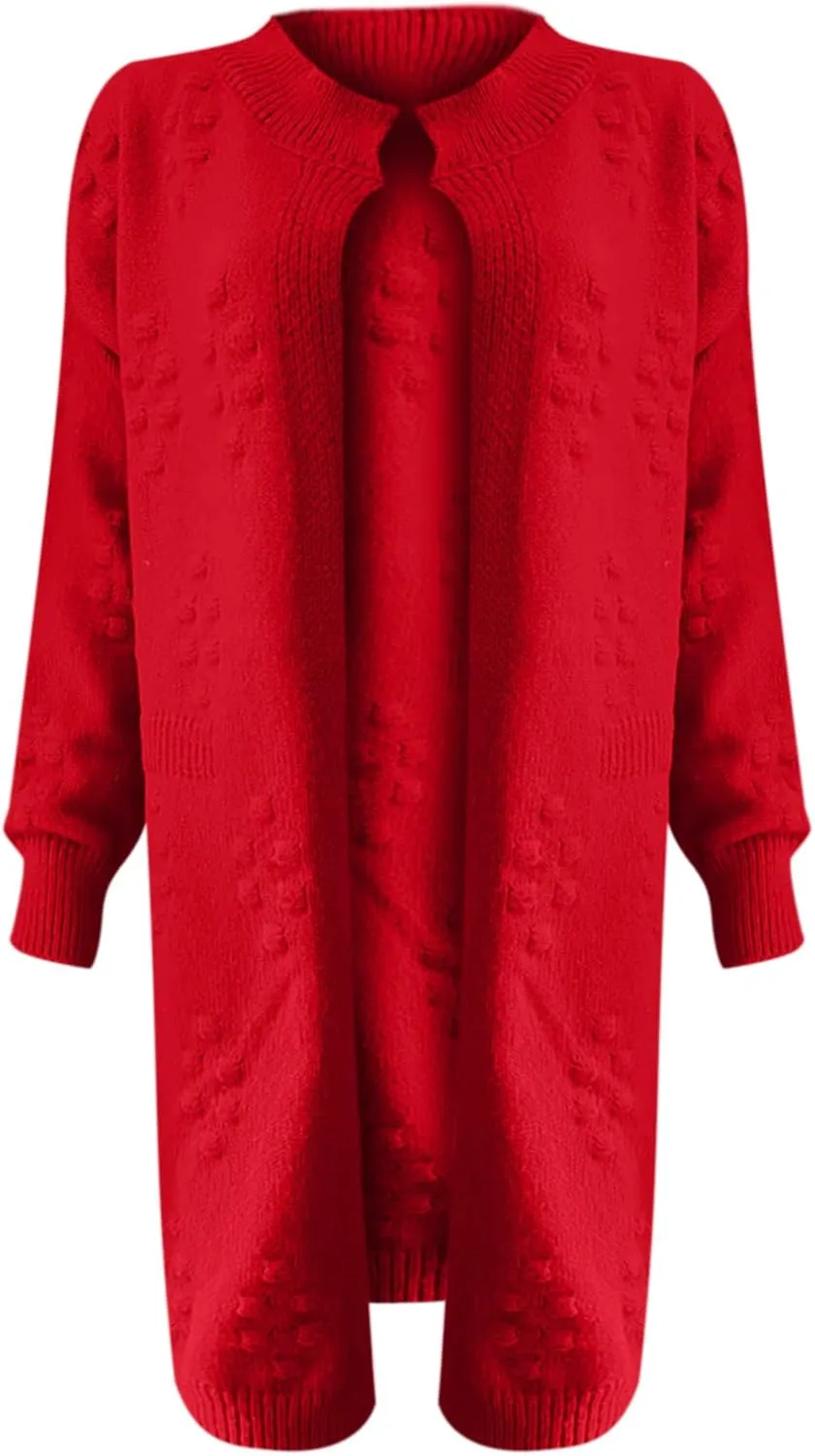 tuduoms Womens Long Cardigans Casual Long Sleeve Open Front Soft Chunky Knit Sweater Cardigan Coat Outerwear Maxi Overcoat