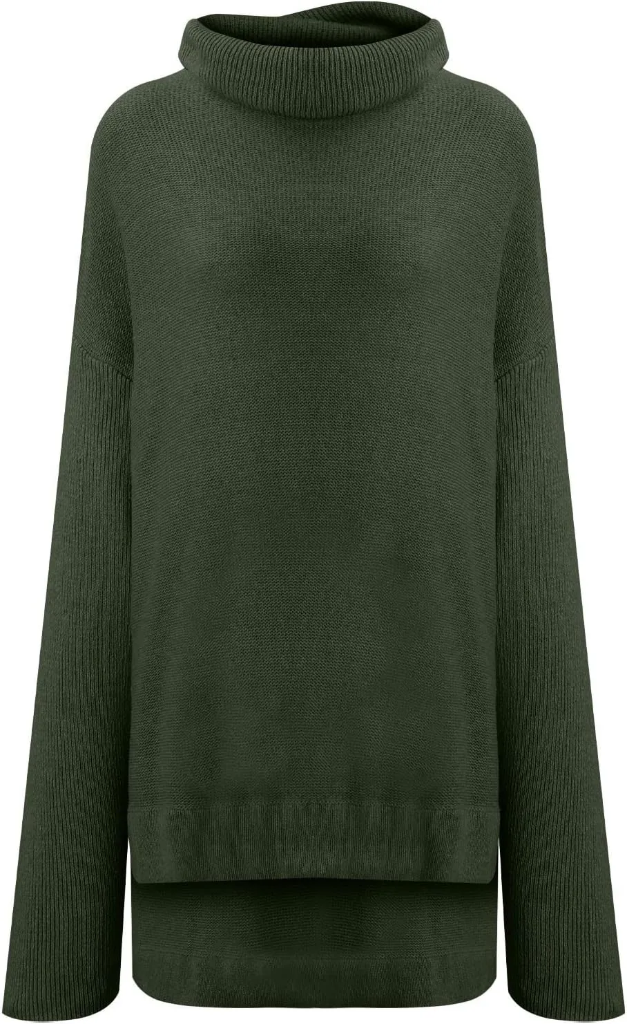 tuduoms Womens Oversized Sweaters Turtleneck Long Batwing Sleeve Asymmetric Hem Winter Pullover Sweater Knit Cardigan Tops