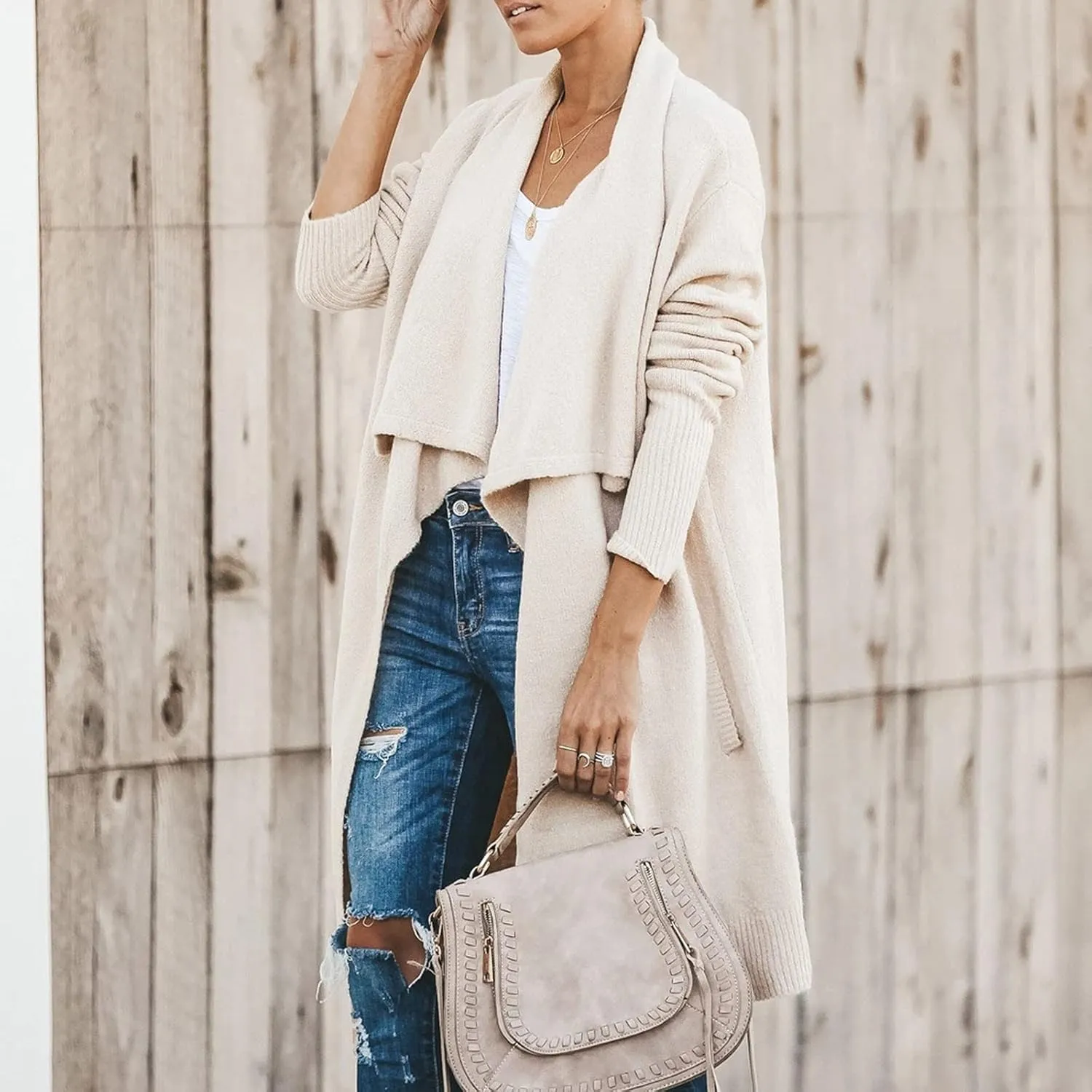 tuduoms Womens Plush Knit Long Cardigans Chunky Cozy Cardigan Sweaters Casual Pockets Draped Long Sleeve Open Front Kimono