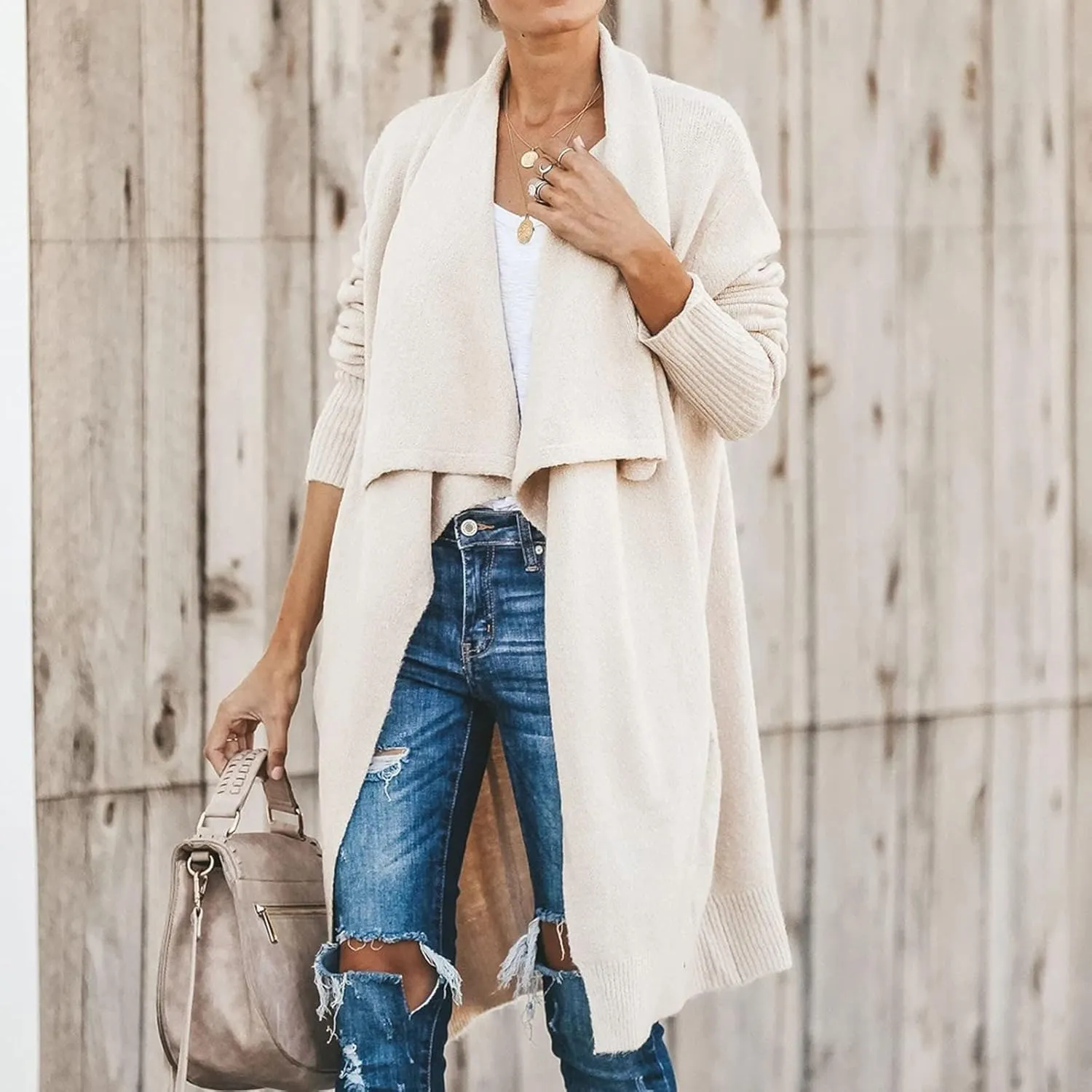 tuduoms Womens Plush Knit Long Cardigans Chunky Cozy Cardigan Sweaters Casual Pockets Draped Long Sleeve Open Front Kimono