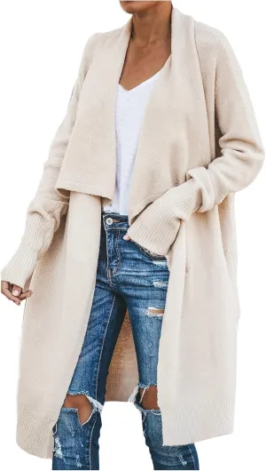 tuduoms Womens Plush Knit Long Cardigans Chunky Cozy Cardigan Sweaters Casual Pockets Draped Long Sleeve Open Front Kimono