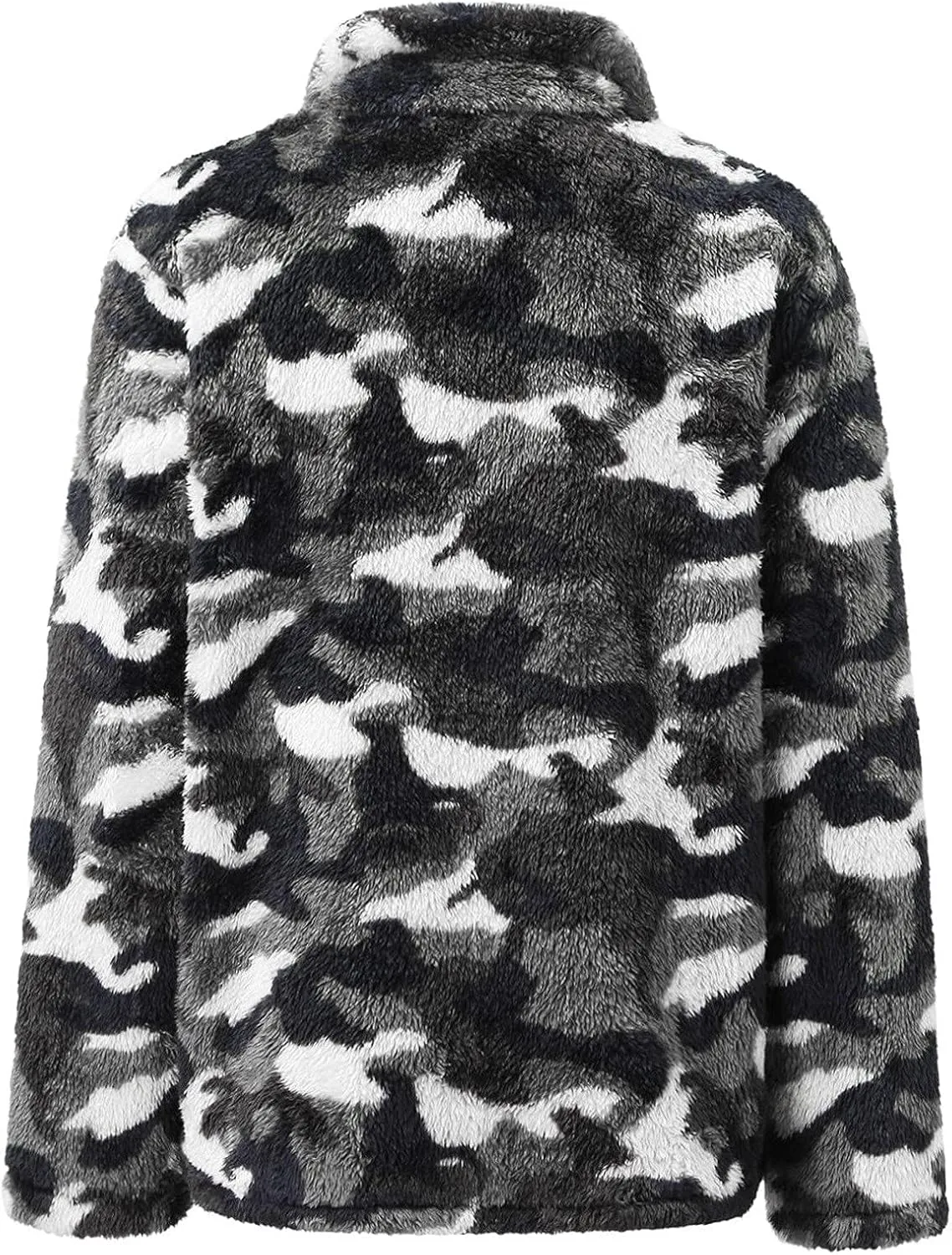 tuduoms Women's Wool Blend Coats Oversized Warm Fleece Shearling Jackets Como Tie Dye Print Button Down Outwear Teddy Coats