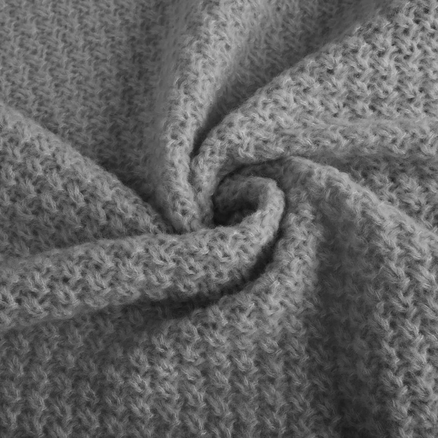 TUNUSKAT Womens Oversized Gray Cardigan Sweaters Fall Winter Fashion Cable Sweater Mid-Length Chunky Open Front Plain Outwear