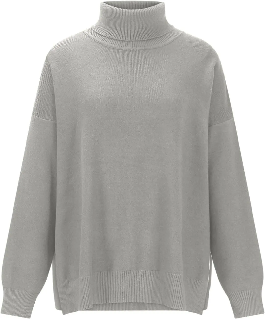 Turtleneck Sweater for Women Plus Size Fall 2024 Side Split Loose Pullover Tops Winter Solid Color Oversized Sweaters