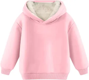 Unisex Sherpa Lined Hoodie Kids Fleece Pullover Flannel Sweatshirt Thick Sweatshirts Thermal Sweater Winter Warm Top
