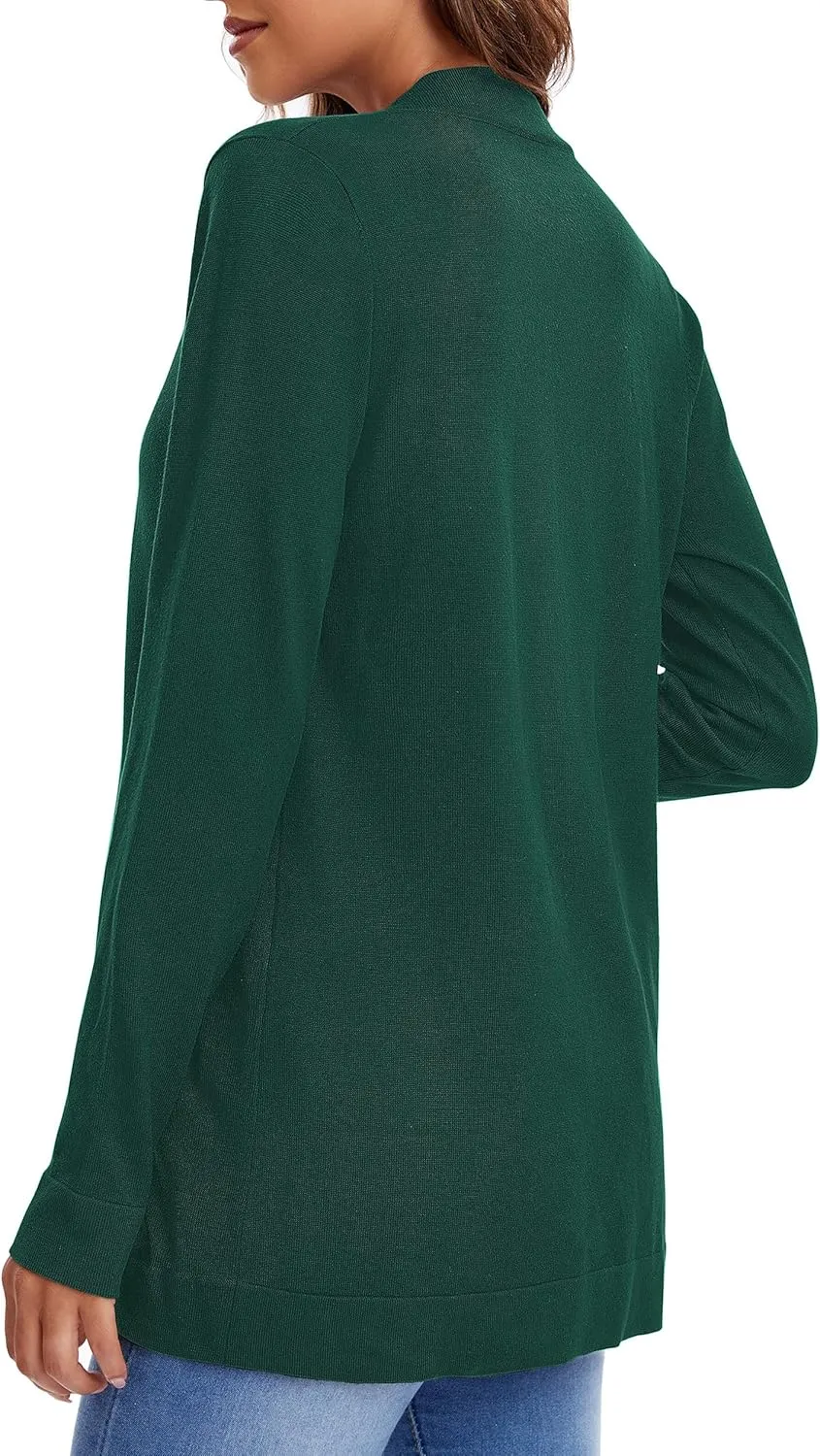 Urban CoCo Women's Long Sleeve Knit Sweater Cardigans Curved Hem Open Front with Pockets