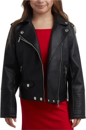 URBAN REPUBLIC Girls' Moto Jacket - Full Zip PU Faux Leather Motorcycle Biker Outerwear Jackets for Girls (Sizes: 4-16)