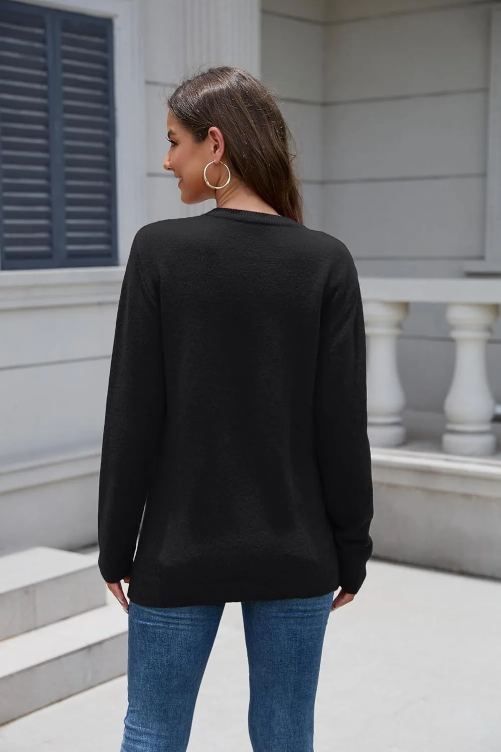 VIISHOW Women's Long Sleeve Cable Knit Pullover Sweater Cream Sweater Crew Neck Casual Fall Winter Chunky Knit Pullover Tops