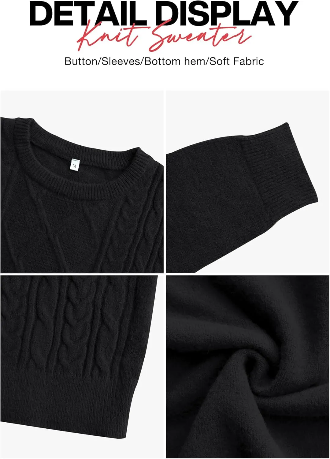 VIISHOW Women's Long Sleeve Cable Knit Pullover Sweater Cream Sweater Crew Neck Casual Fall Winter Chunky Knit Pullover Tops
