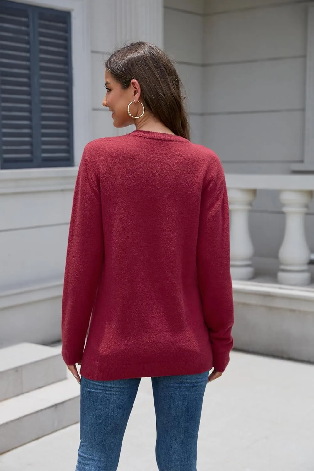 VIISHOW Women's Long Sleeve Cable Knit Pullover Sweater Cream Sweater Crew Neck Casual Fall Winter Chunky Knit Pullover Tops