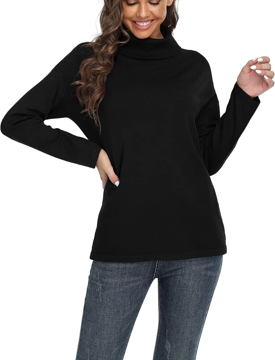 VIISHOW Women's Turtleneck Sweater Long Sleeve Cozy Warm Sweater Casual Lightweight Soft Pullover Jumper Tops
