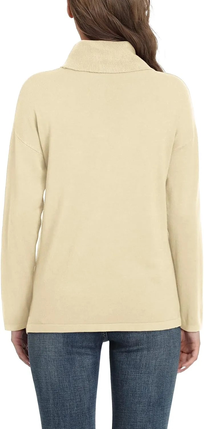 VIISHOW Women's Turtleneck Sweater Long Sleeve Cozy Warm Sweater Casual Lightweight Soft Pullover Jumper Tops