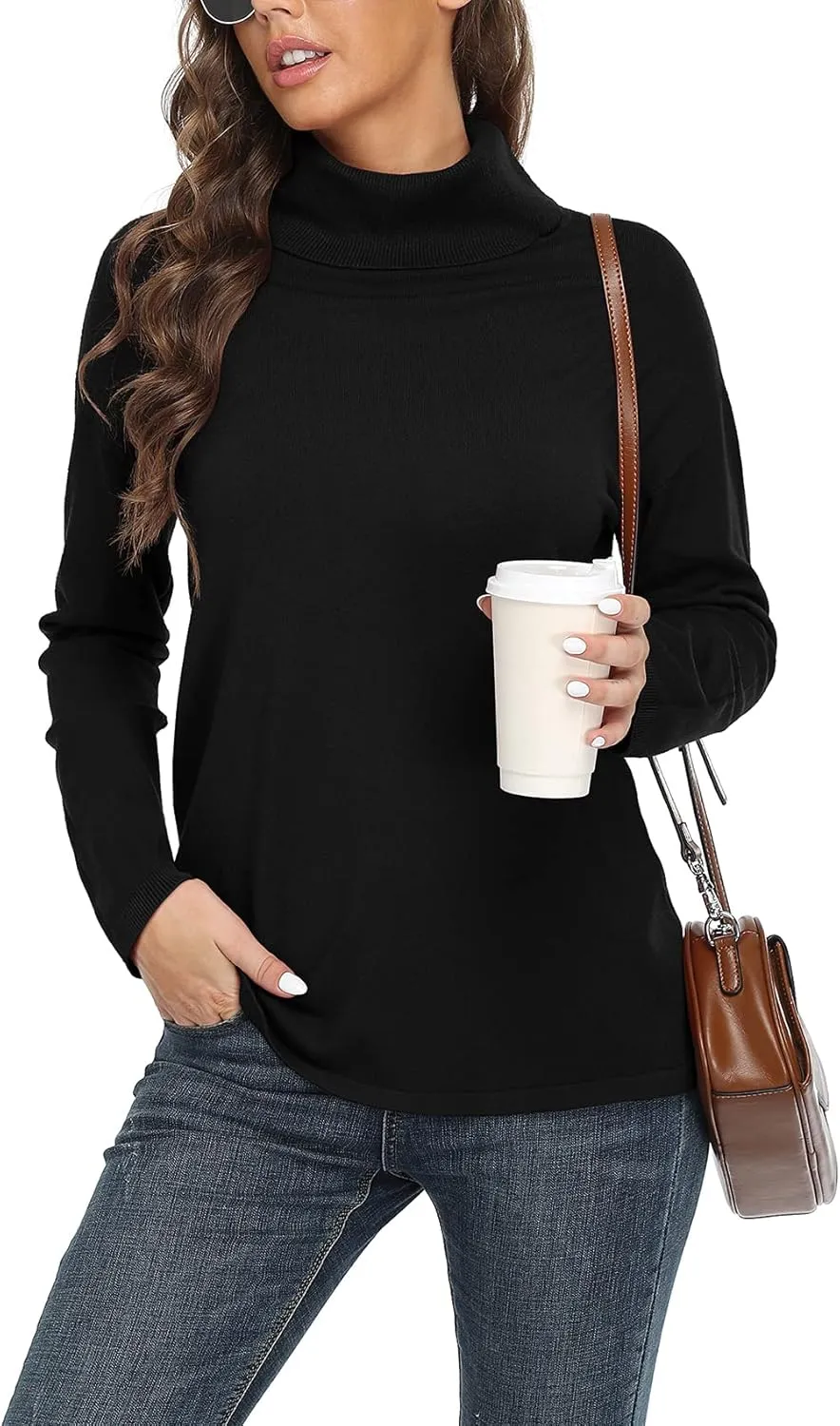 VIISHOW Women's Turtleneck Sweater Long Sleeve Cozy Warm Sweater Casual Lightweight Soft Pullover Jumper Tops