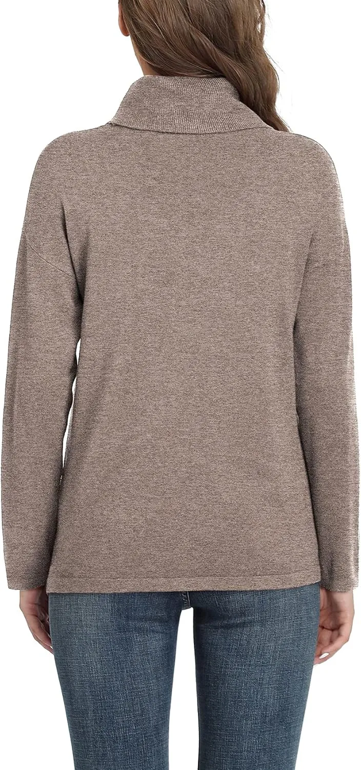 VIISHOW Women's Turtleneck Sweater Long Sleeve Cozy Warm Sweater Casual Lightweight Soft Pullover Jumper Tops