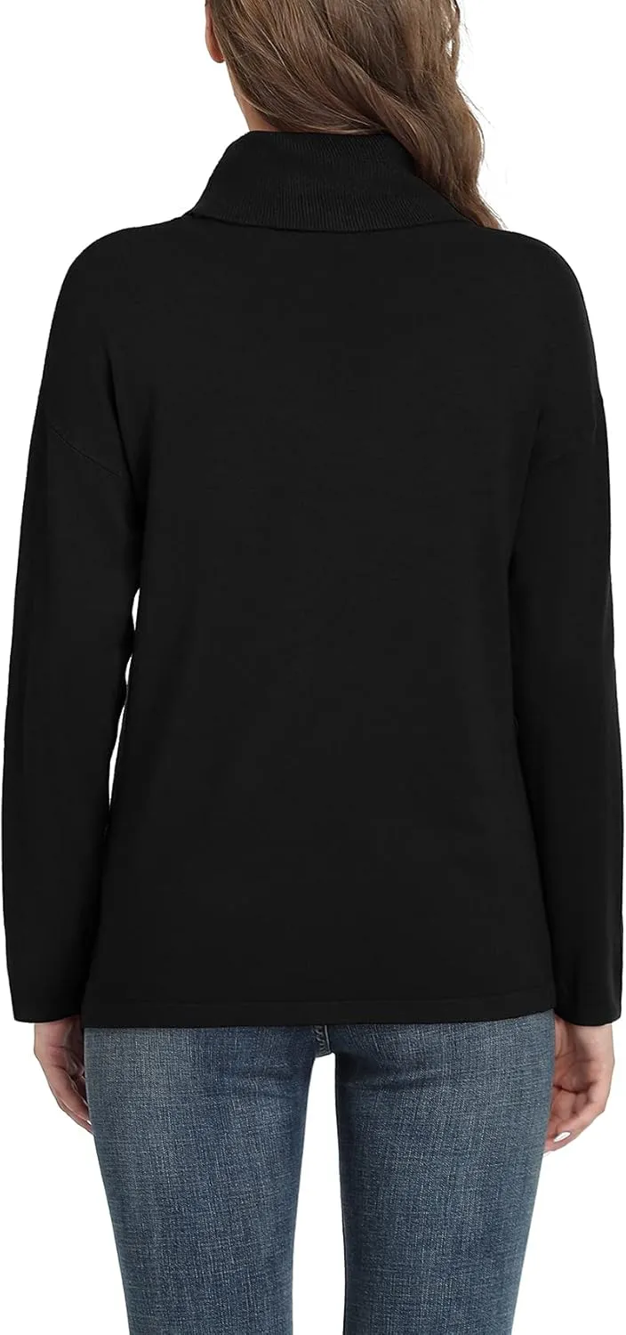VIISHOW Women's Turtleneck Sweater Long Sleeve Cozy Warm Sweater Casual Lightweight Soft Pullover Jumper Tops