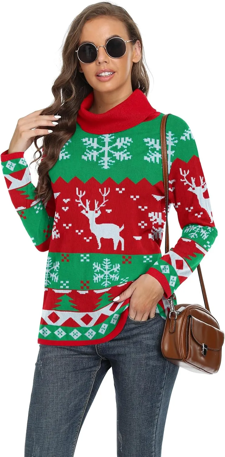 VIISHOW Women's Turtleneck Sweater Long Sleeve Cozy Warm Sweater Casual Lightweight Soft Pullover Jumper Tops