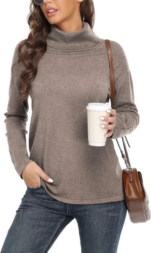 VIISHOW Women's Turtleneck Sweater Long Sleeve Cozy Warm Sweater Casual Lightweight Soft Pullover Jumper Tops