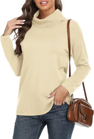 VIISHOW Women's Turtleneck Sweater Long Sleeve Cozy Warm Sweater Casual Lightweight Soft Pullover Jumper Tops