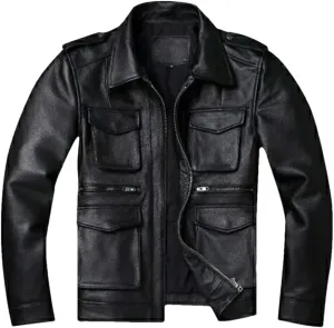 Vintage Red Brown Genuine Leather Jacket Men Soft Leather Biker Jackets Motorcycle Coats