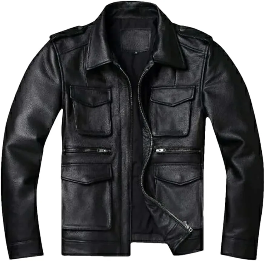 Vintage Red Brown Genuine Leather Jacket Men Soft Leather Biker Jackets Motorcycle Coats