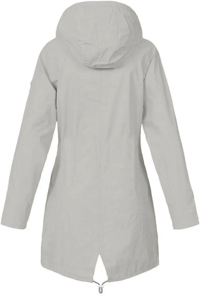 Windproof Jacket for Women Long Sleeve Full Zip Up Hooded Plain Windbreaker with Pocket Ligh Weight Overcoat Zipper Winter