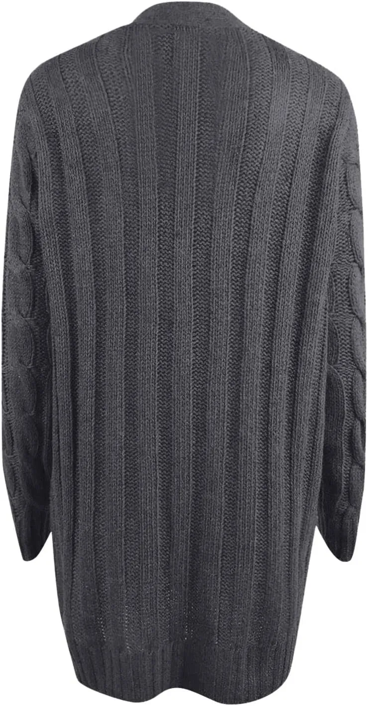 Winter Coats for Women 2025 Cable Knit Long Sleeve Sweaters Button Down Fall Outwear Coat Comfy Open Front Cardigan