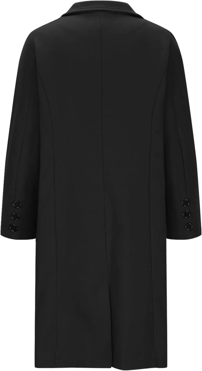 Winter Coats for Women Wool Blend Trench Coats Trendy Single-Breasted Long Peacoat Lounge Soild Office Work Blazers