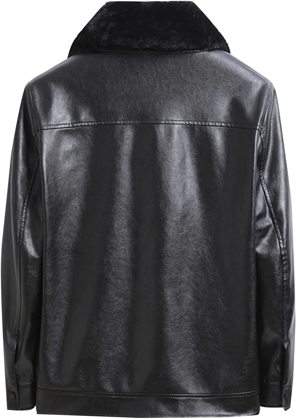 Winter Fur Leather Jacket Men Thickened Fleece Warm Faux Leather Coats Mens Motorcycle Vintage Lapel Outdoor Clothing