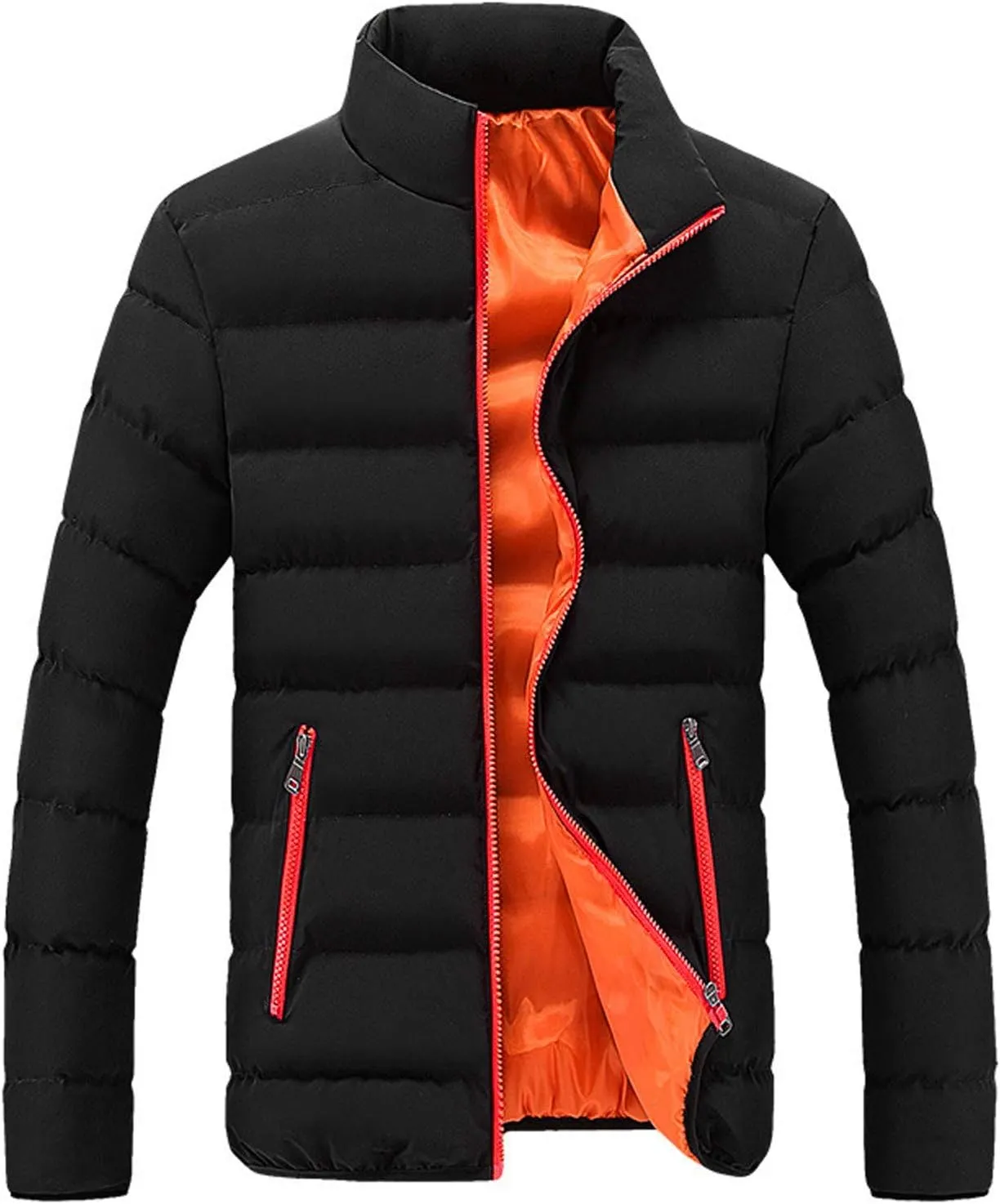 Winter Jackets for Men, Men's Big and Tall Puffer Jacket Windproof Winter Coats Fleece Lined with Stand Collar