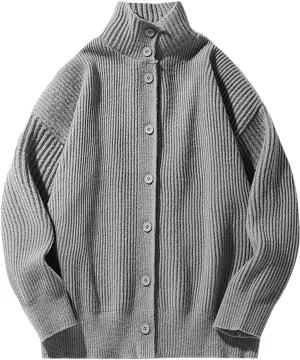 Winter Sweaters for Men Button Down Open Front Cardigan Plus Size Cardigan Sweater Lapel Knit Sweater Casual Sweaters