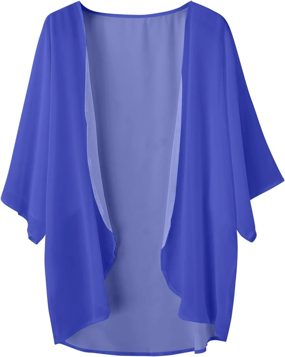 Women Chiffon Kimono Cardigan,Dressy 3/4 Sleeve Chiffon Open Front Lightweight Summer Blouse Tops,Sheer Beach Cover Up