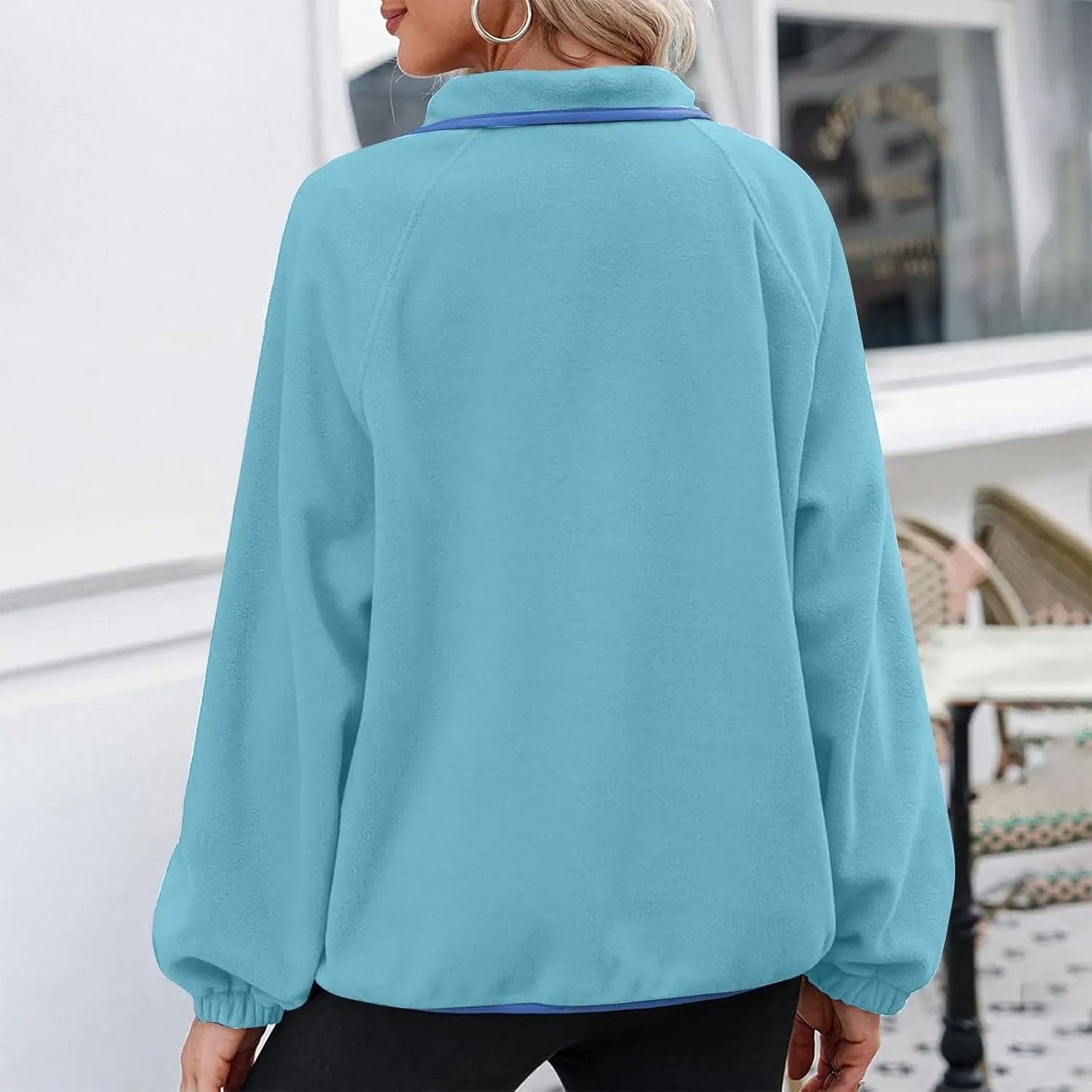 Women Fleece Oversized Sweatshirt Pullover Color Block Tops Sweater Sherpa Fuzzy Jacket Fall Winter Comfy Clothes