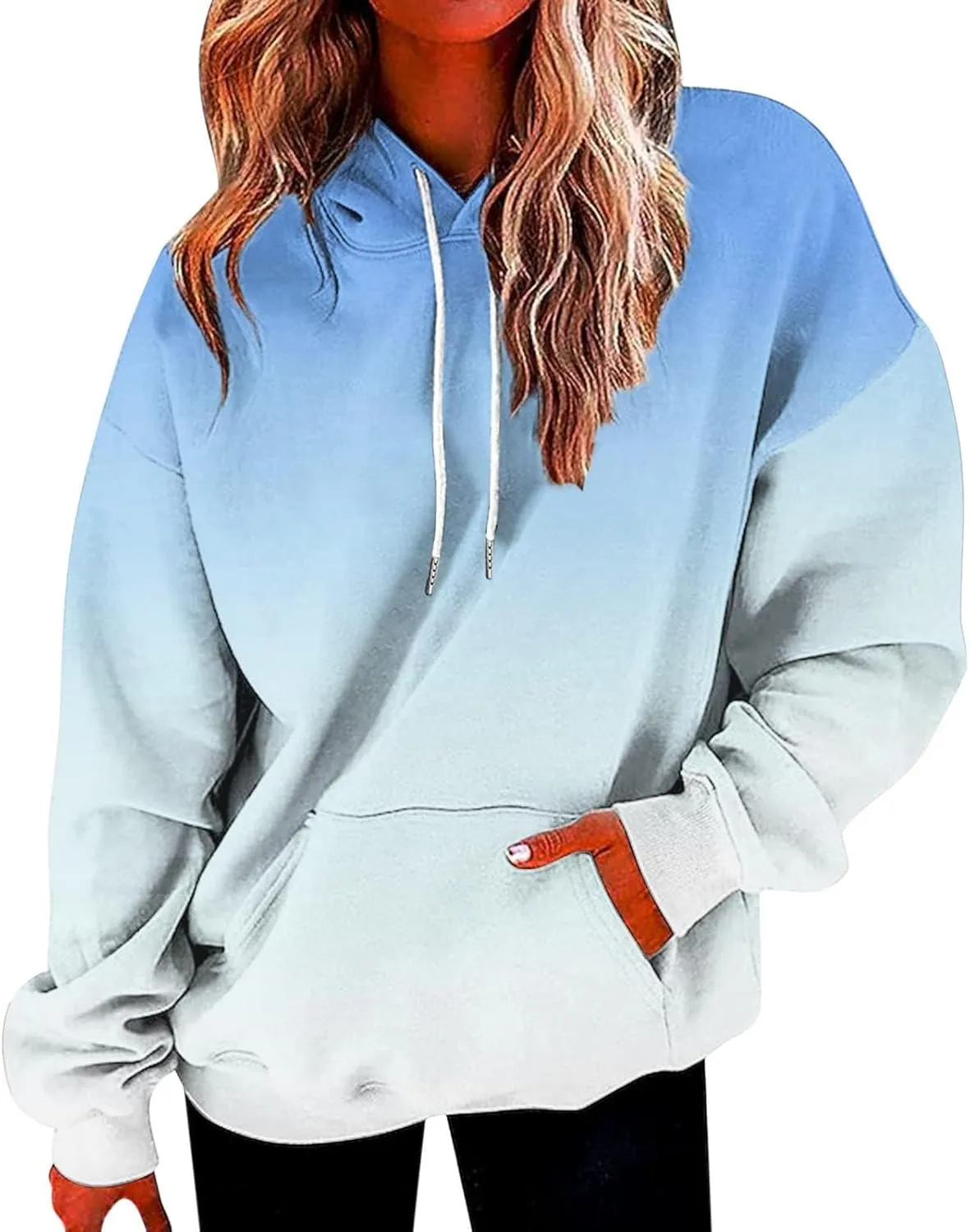 Women Gradient Color Oversized Hoodies Trendy 2024 Pullover Sweatshirts Comfort Sweatshirt Tops Fall Fashion Clothes